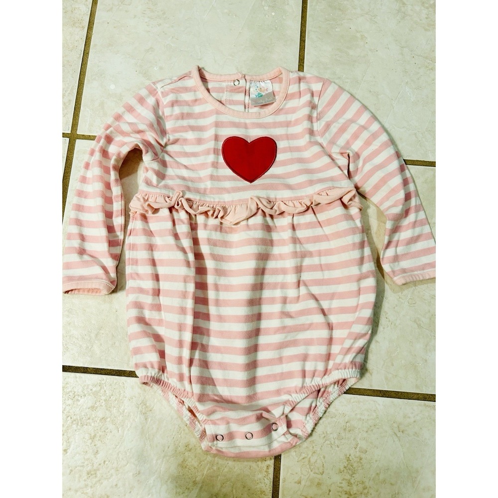 Stitchy Fish Heart Pink Striped Bubble Size 2t Valentine's Day